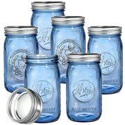6 barattoli in vetro da 900 ml con coperchi ermetici, colore blu