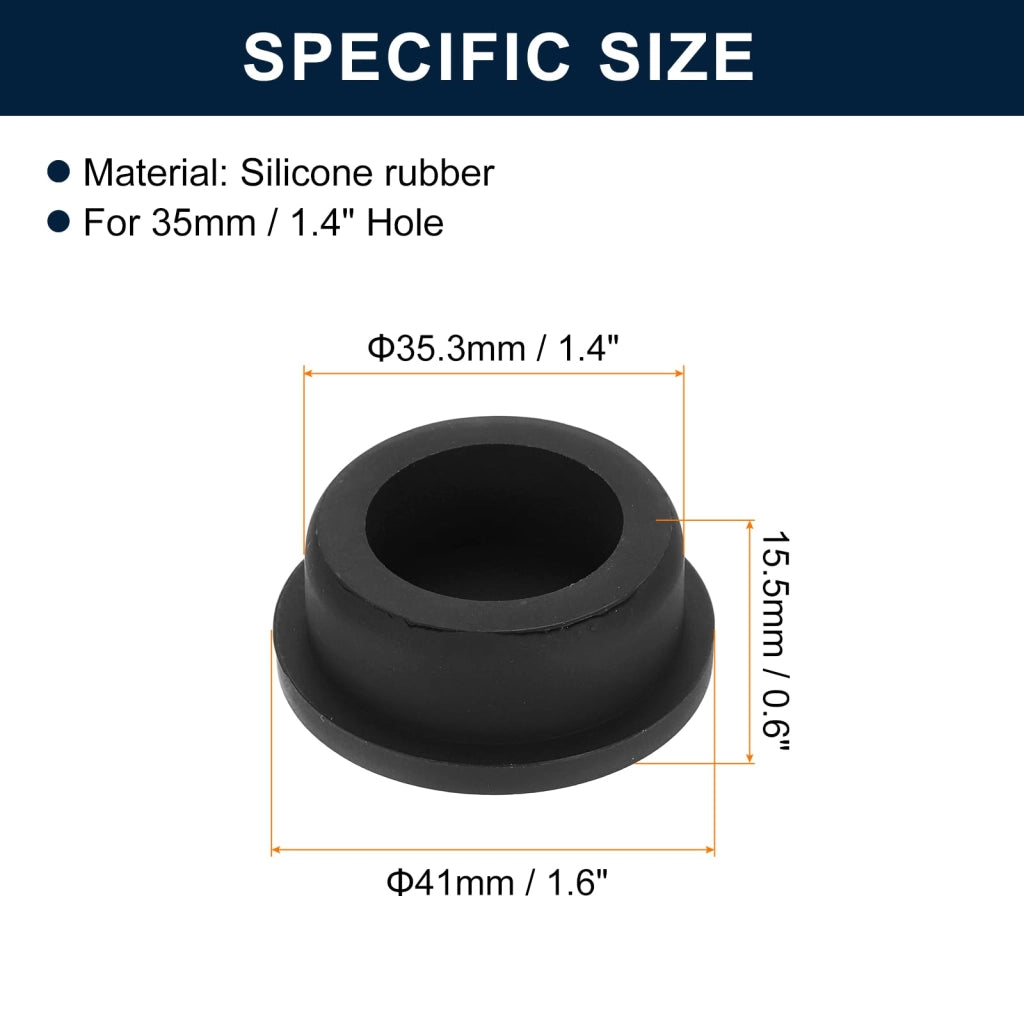 Set di 6 tappi in silicone nero, diametro 35 mm, impermeabili