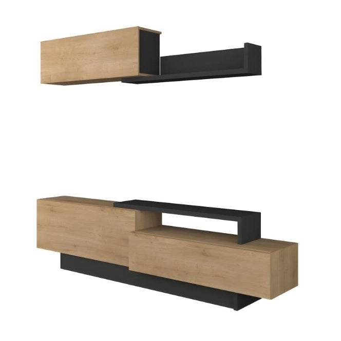 PARETE ATTREZZATA OTTANTA 240X42CM ANTRACITE/ROVERE