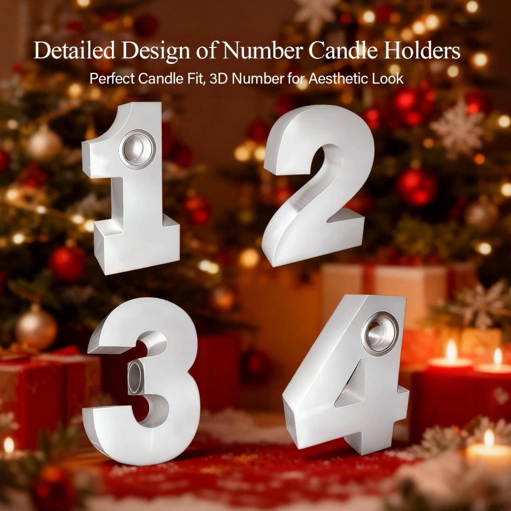 Set di 4 portacandele in legno con numeri da 1 a 4, decorazioni natalizie