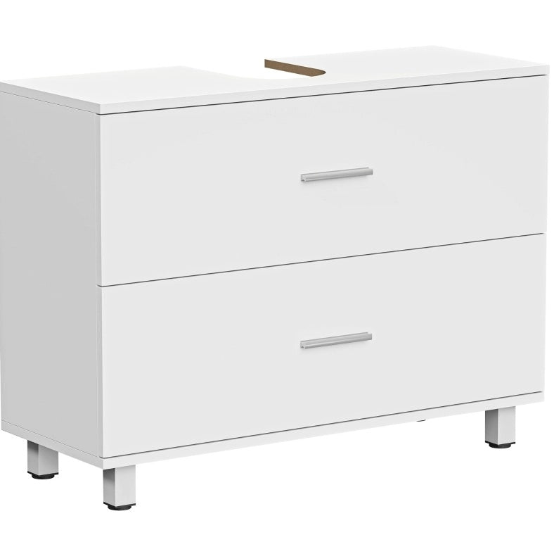 Mobile sottolavabo bianco 80 x 30 x 60 cm, 2 cassetti, contenitore moderno