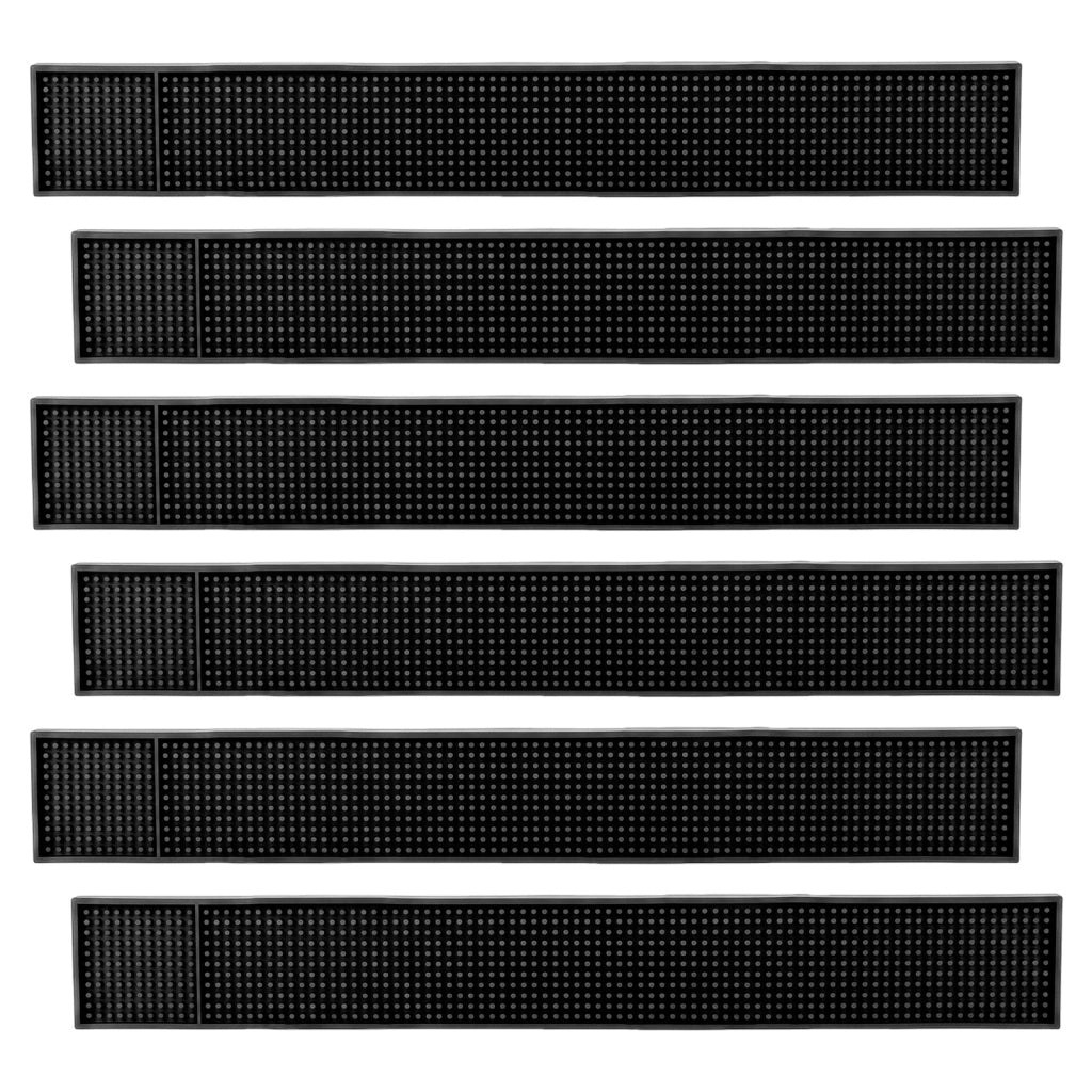 Set di 6 sottopiatto in gomma, dimensioni 61x8 cm, colore nero, per bar e cucina