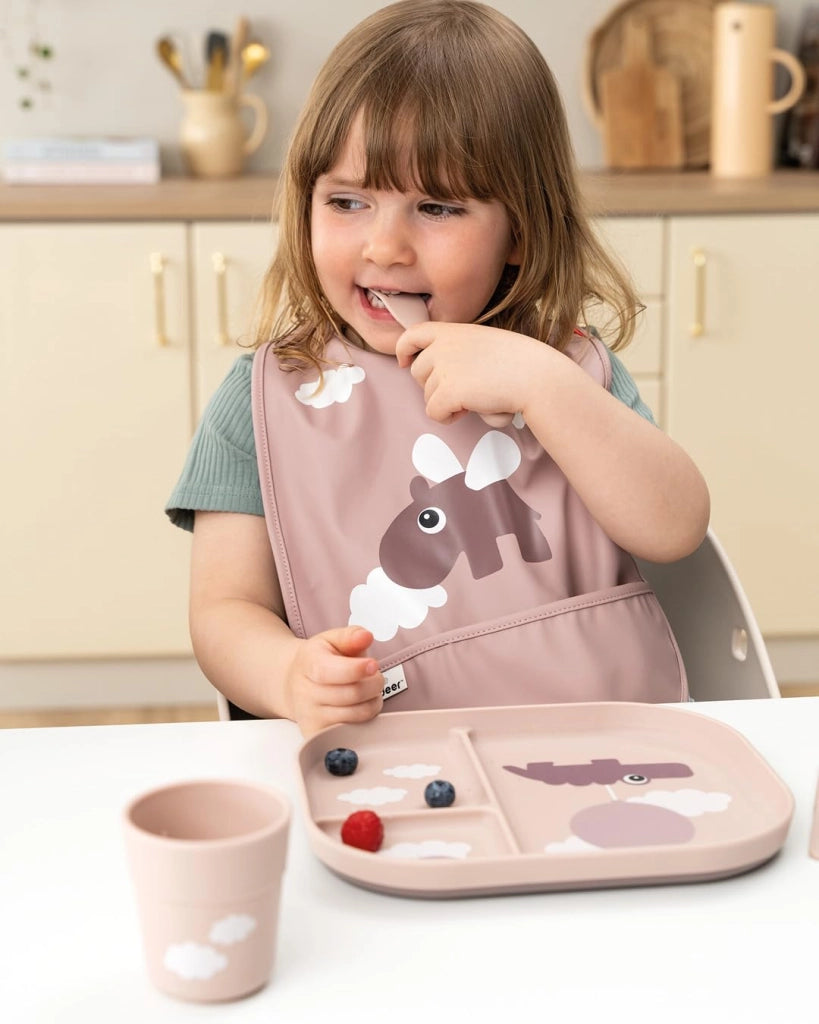 Piatto per bambini con 3 scomparti, antiscivolo, privo di BPA, 22x18 cm