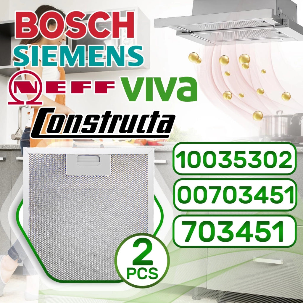 Set di 2 filtri antigrasso in alluminio, dimensioni 265x359x9 mm, per cappe aspiranti