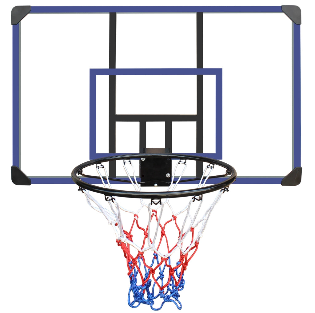 Canestro da basket da parete 112x72 cm nero e blu, per interno ed esterno