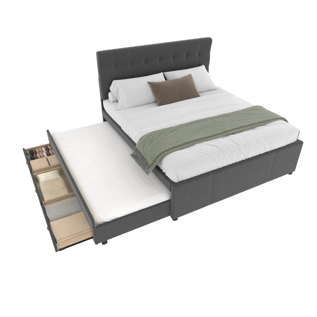 Letto 180 ¡Á 200 cm con contenitore idraulico; testiera lunga in velluto beige; lampade da lettura e USB