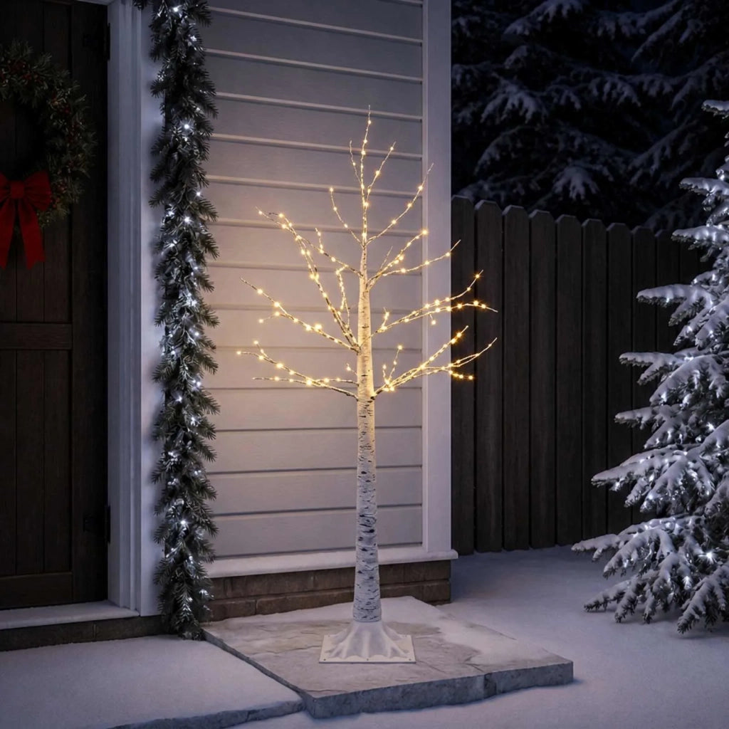 Albero di Natale in betulla Bianco 22 x 22 x 120 cm Plastica 42055352