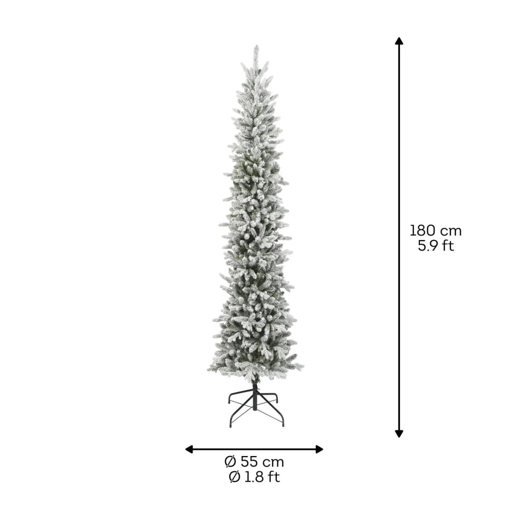 Albero di Natale Slim Fir verde innevato Ø55 × H180 cm