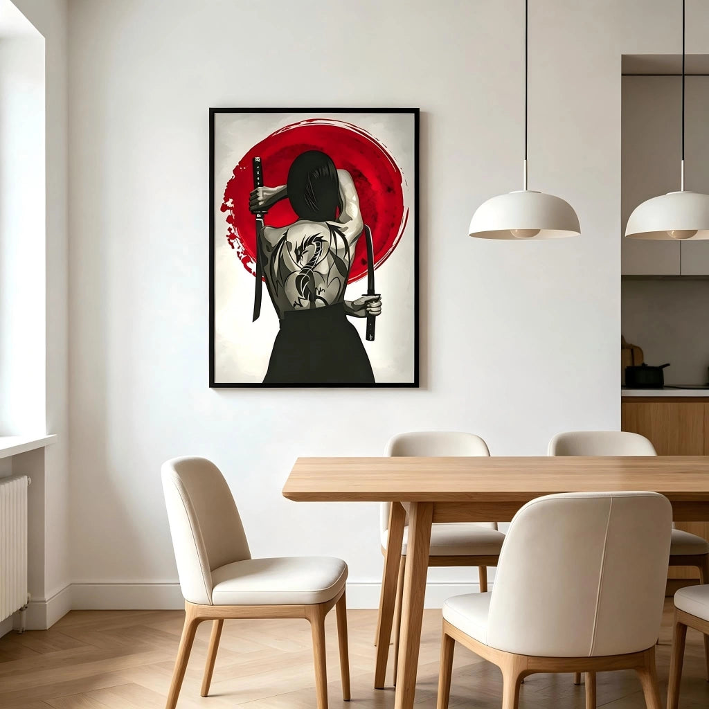 Set di 2 quadri su tela, stile samurai, dimensioni 40x60 cm, design moderno, senza cornice