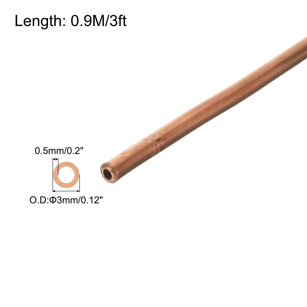 Tubo di rame, diametro 3 mm, lunghezza 0,9 metri, spessore della parete 0,5 mm, morbido, per sistemi di raffreddamento