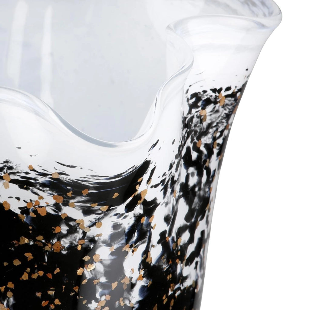 Vaso in vetro per petunie, bianco e nero, diametro 17 cm, altezza 21,5 cm