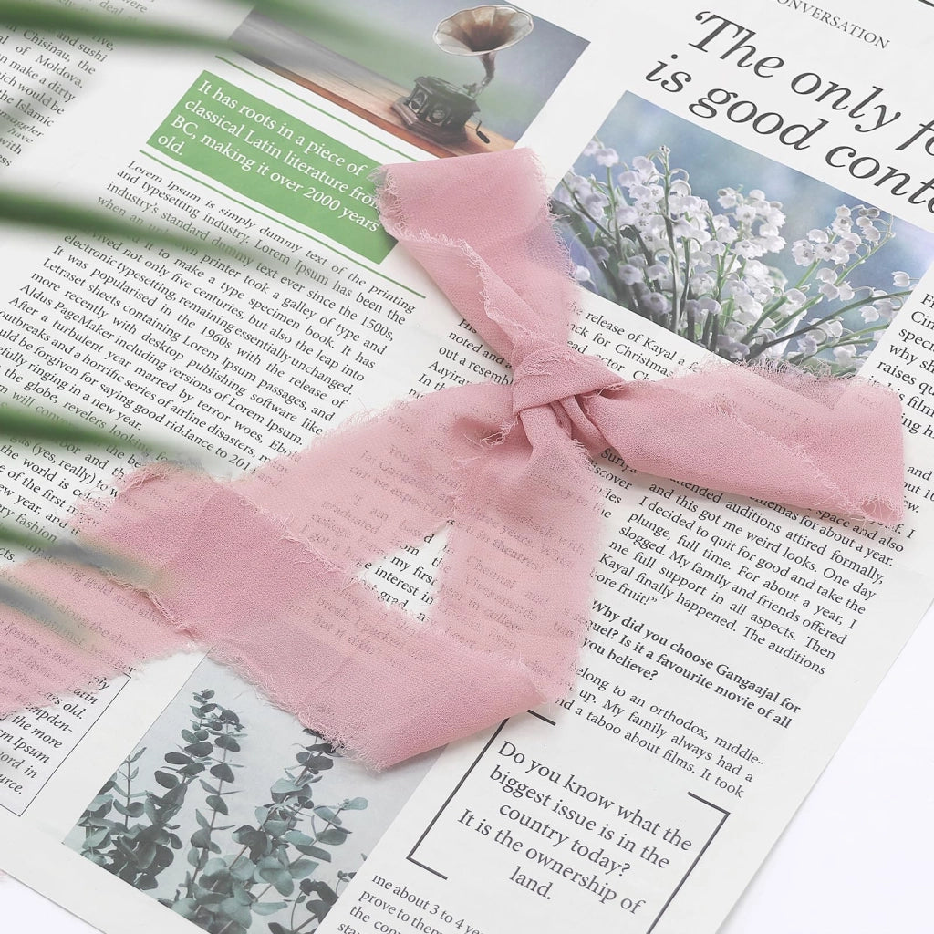 Fasce in chiffon, rosa, con bordo grezzo, confezione da 2 pezzi