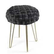 Set 2 pouf in velluto nero cm Ø35x43h