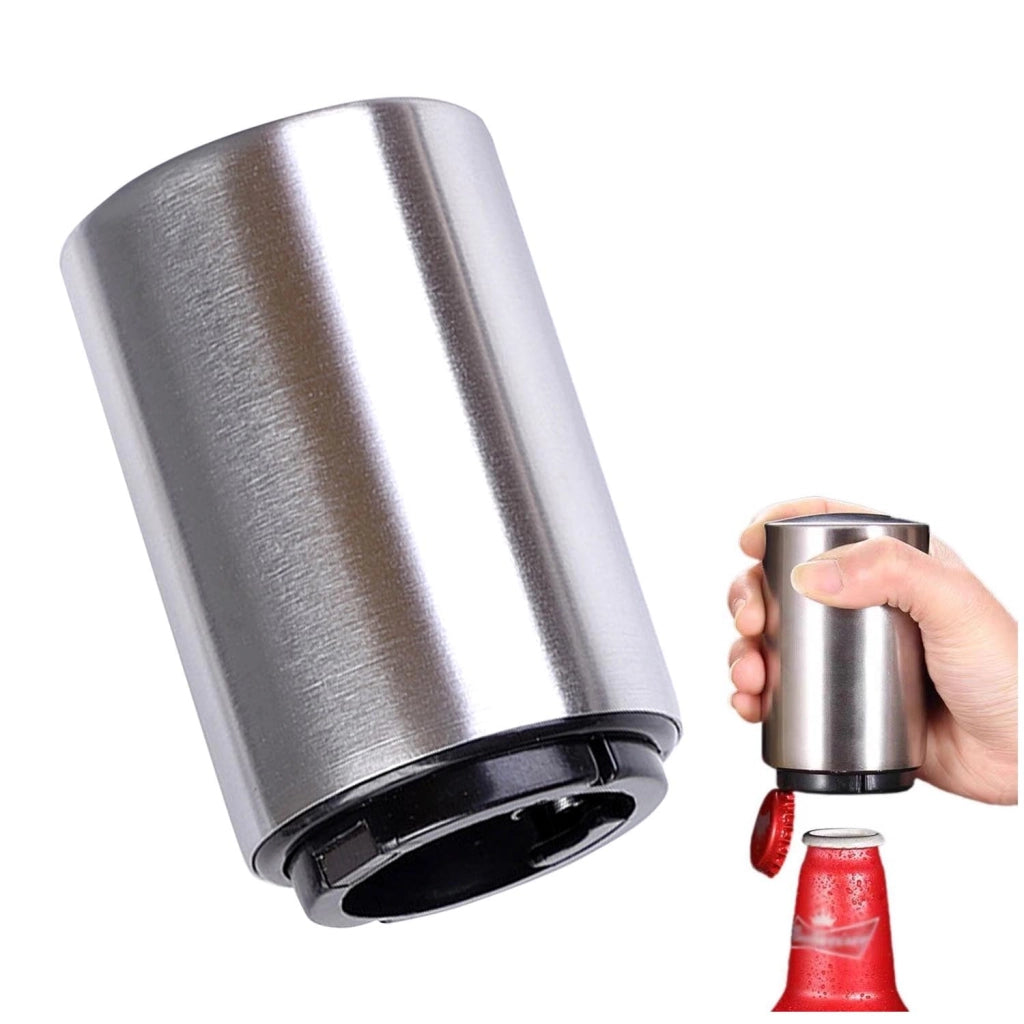Aprire bottiglie magnetico automatico in acciaio inossidabile, apriscatole a pressione per vino, birra e bibite, per mani deboli, utensile da cucina, accessorio da bar, regalo per uomo