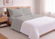 Completo Lenzuola Letto Morbida Flanella 100% Cotone Disegno Mosaico - Francese - Beige