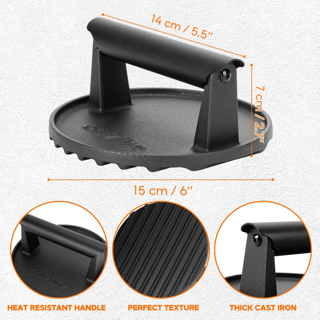 Kit per hamburger smash in ghisa smaltata, con 2 coperchi