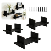 Set di 3 mensole sospese in legno, colore nero