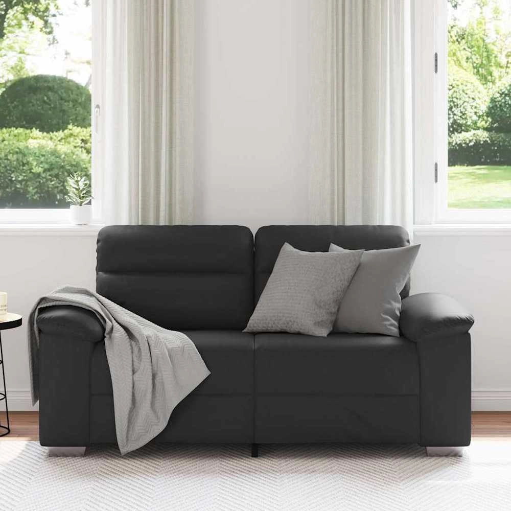 Divano a 2 posti nero 160x81x84 cm in similpelle