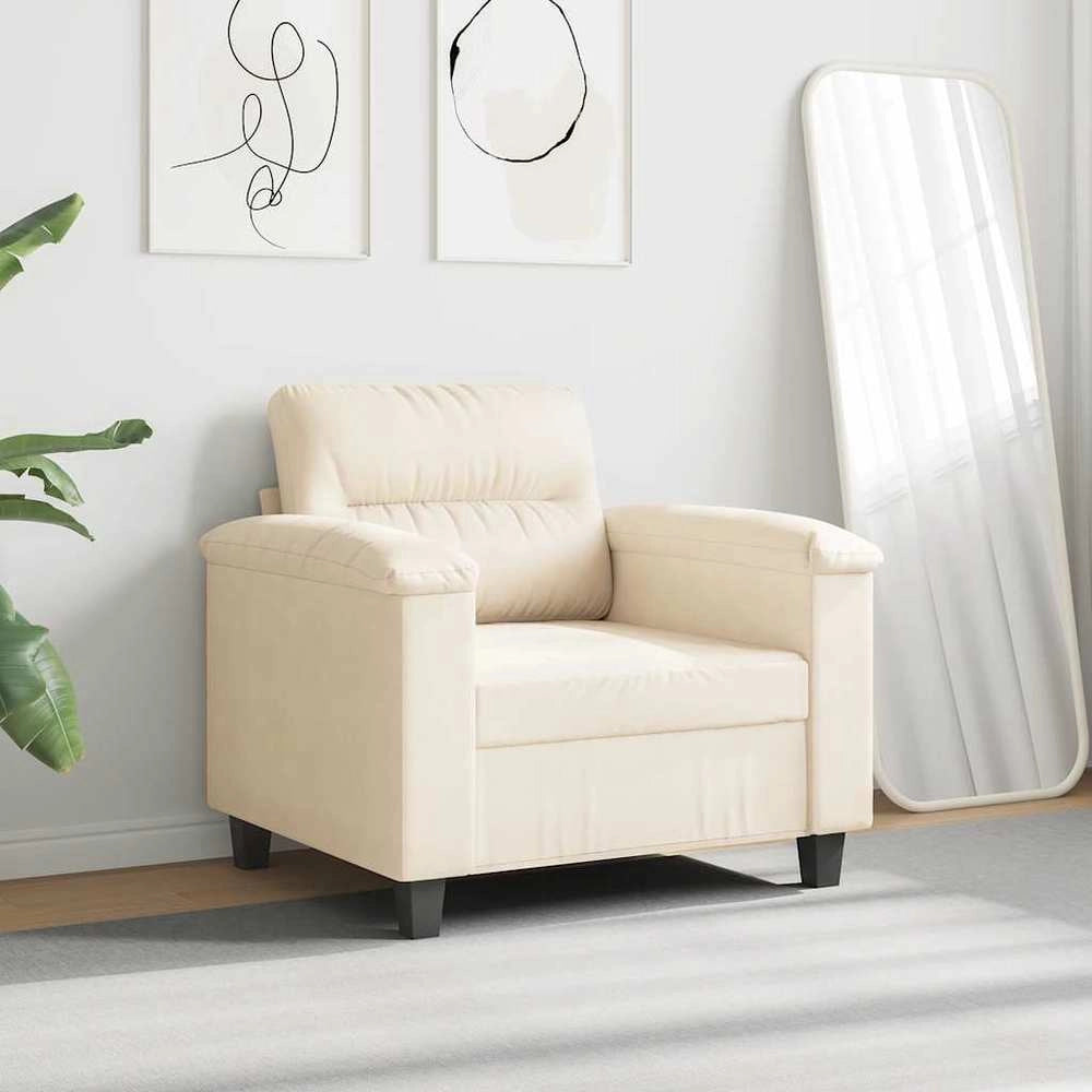 Poltrona Beige 60 cm in Tessuto di Microfibra
