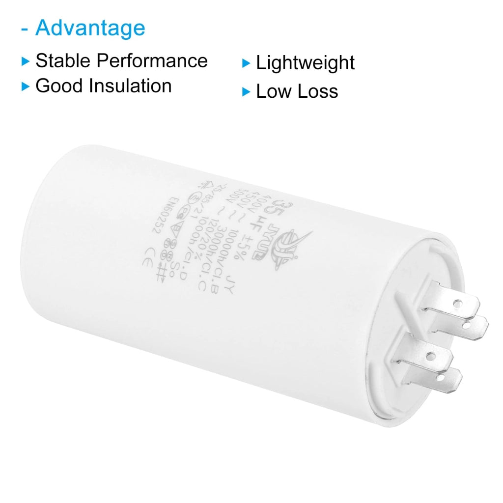 Condensatore CBB60, capacità 35 µF, tensione AC 450 V, 4 poli, frequenza 50/60 Hz, dimensioni 96x45 mm