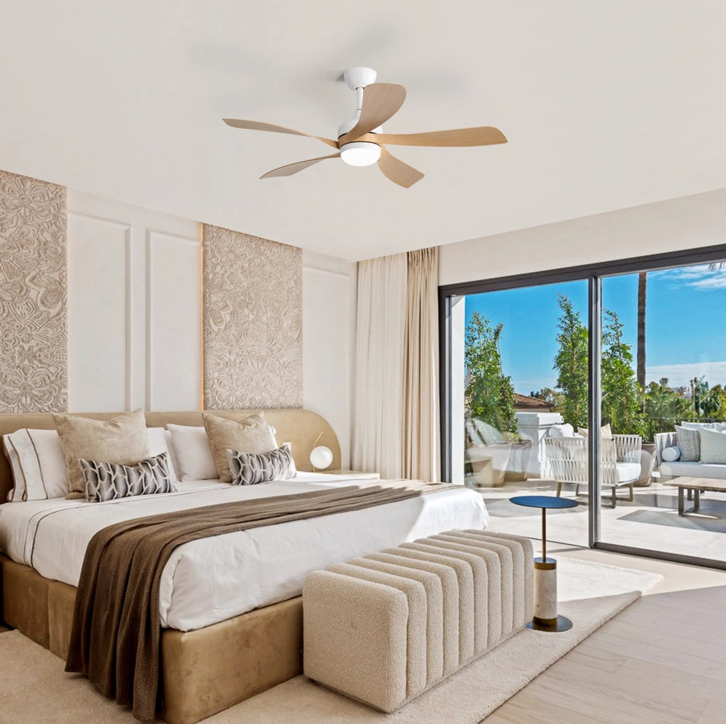 Ventilatore da soffitto 42 pollici con LED dimmerabile e telecomando in ABS bianco