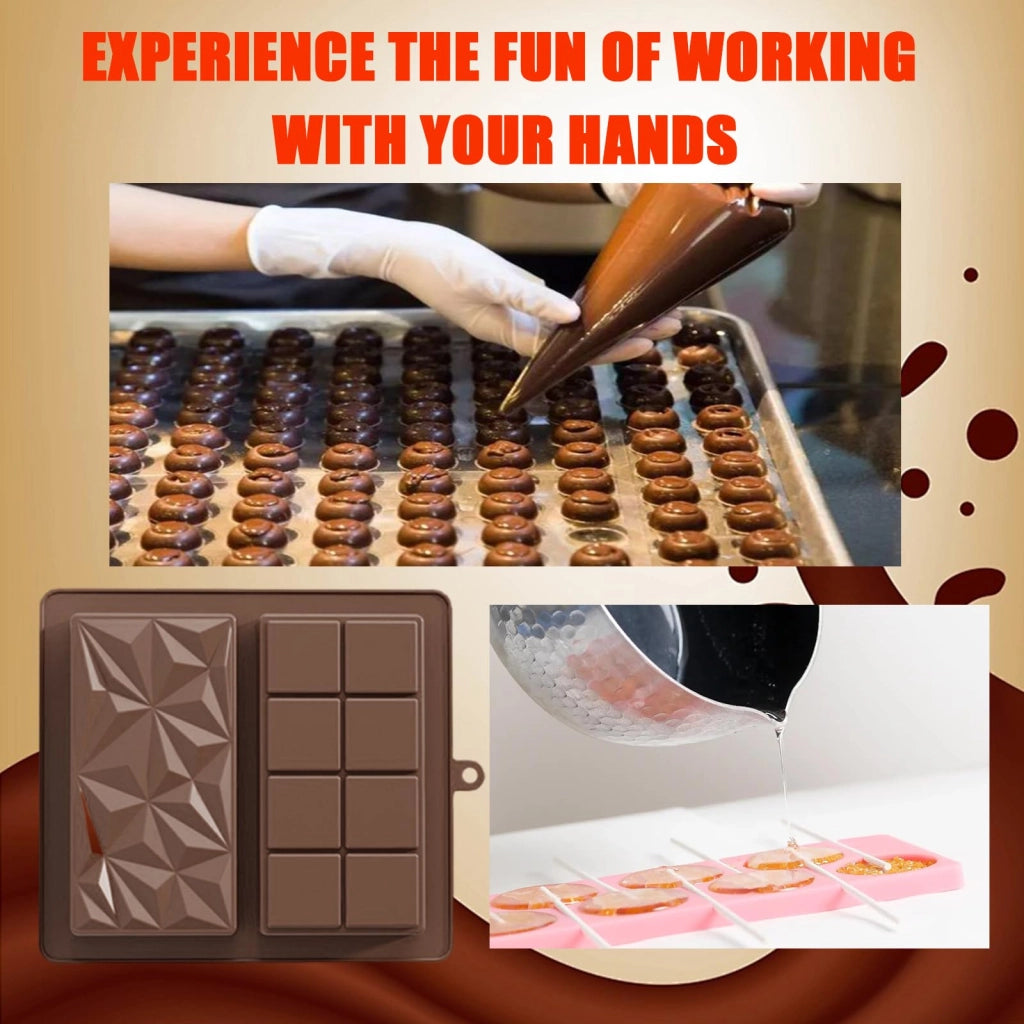 2 stampi in silicone 2-in-1 per cioccolato, dimensioni 21x19x2,5 cm