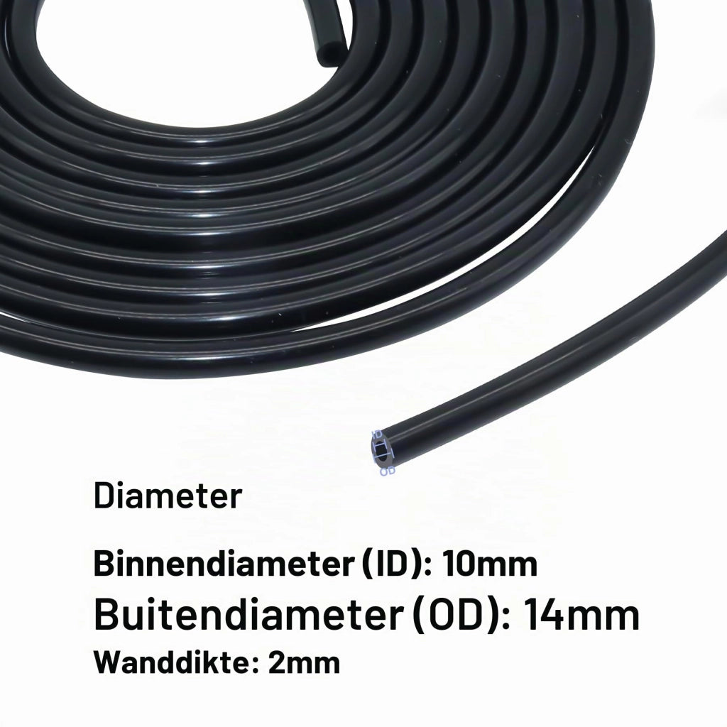 Tubo flessibile in silicone, diametro interno 10 mm, diametro esterno 14 mm, 3 metri, nero, per pompe e tubi dell'aria