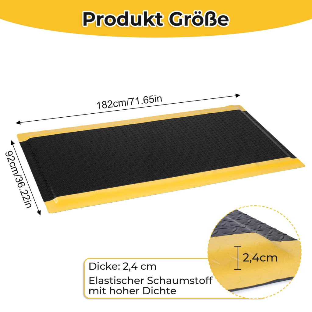Tappetino antifatica, 92x182 cm, in PVC, ergonomico, colore nero e giallo