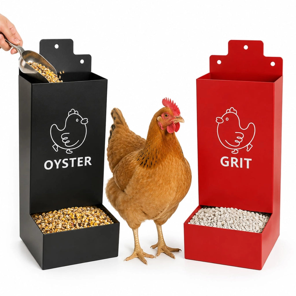 Set di 2 distributori automatici per alimenti per polli, dimensioni 10x10x25 cm, in metallo