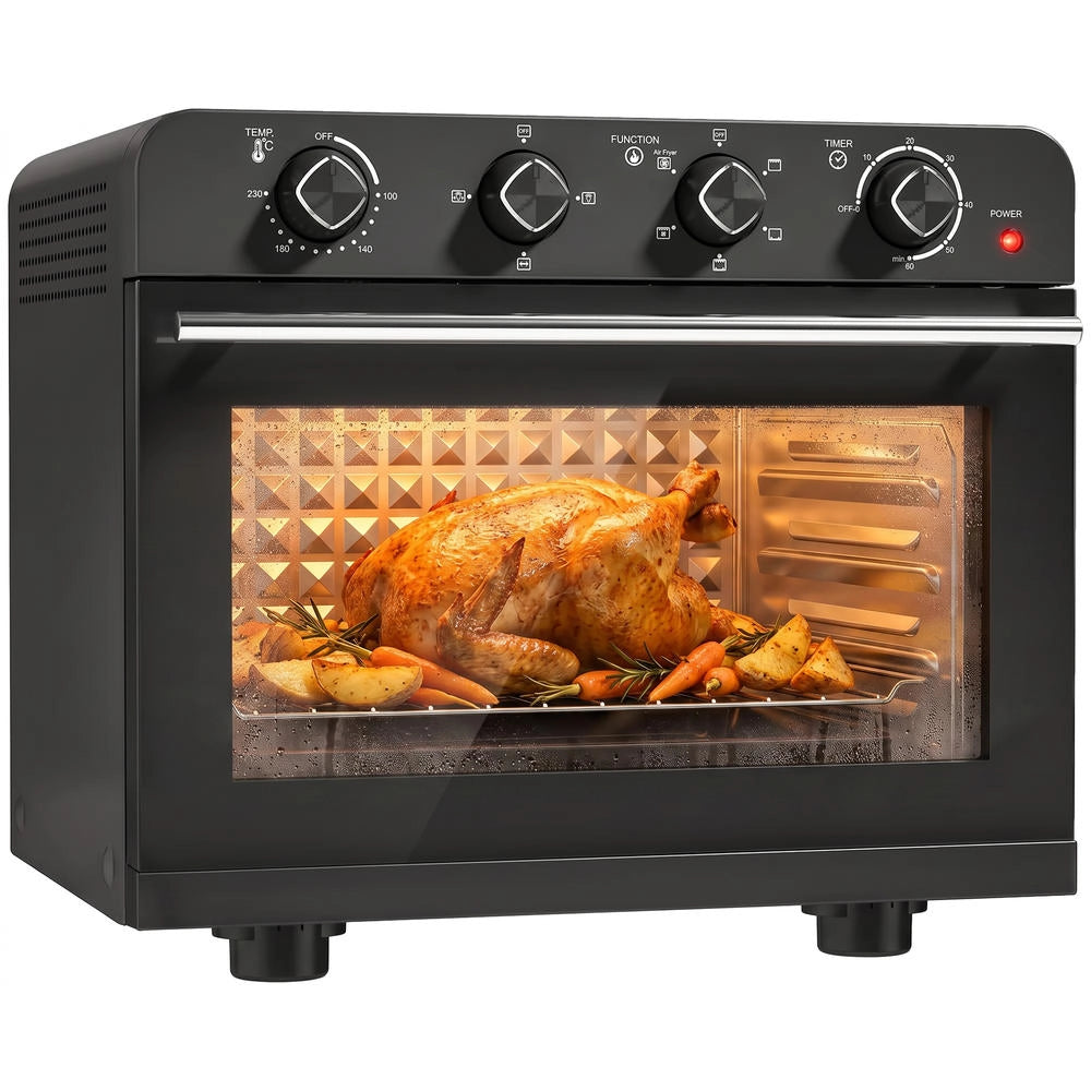Mini fornetto elettrico ventilato e friggitrice ad aria 36 L con girarrosto 230 °C pratico e multifunzionale con teglia e griglia