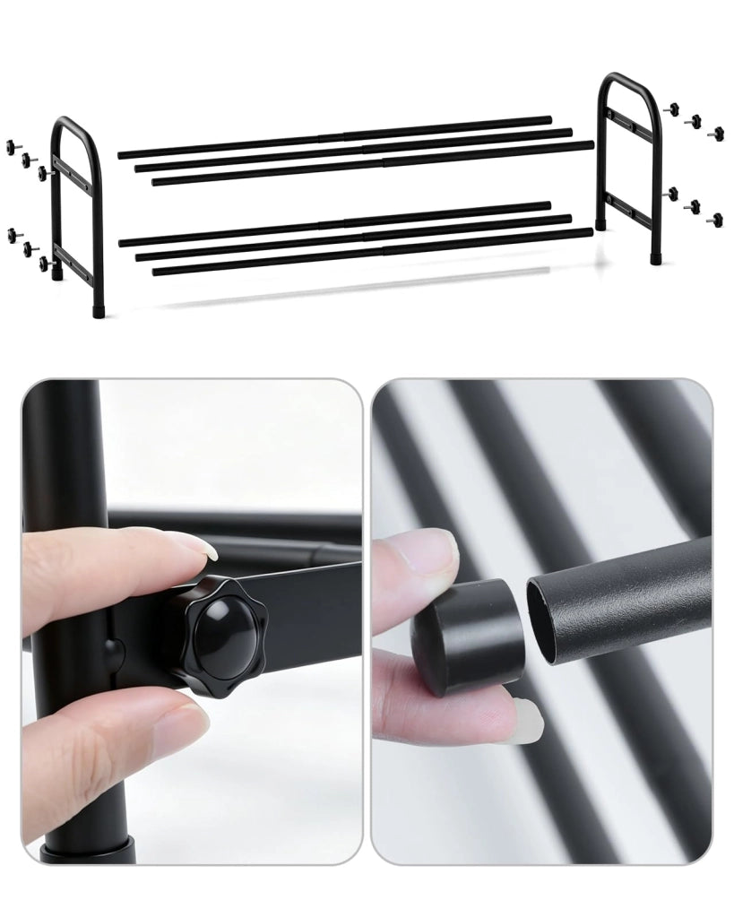 Accessori per scaffali a ripiano per scarpe: 4 viti a testa cilindrica + 4 piedini, colore nero, set da 8 pezzi.