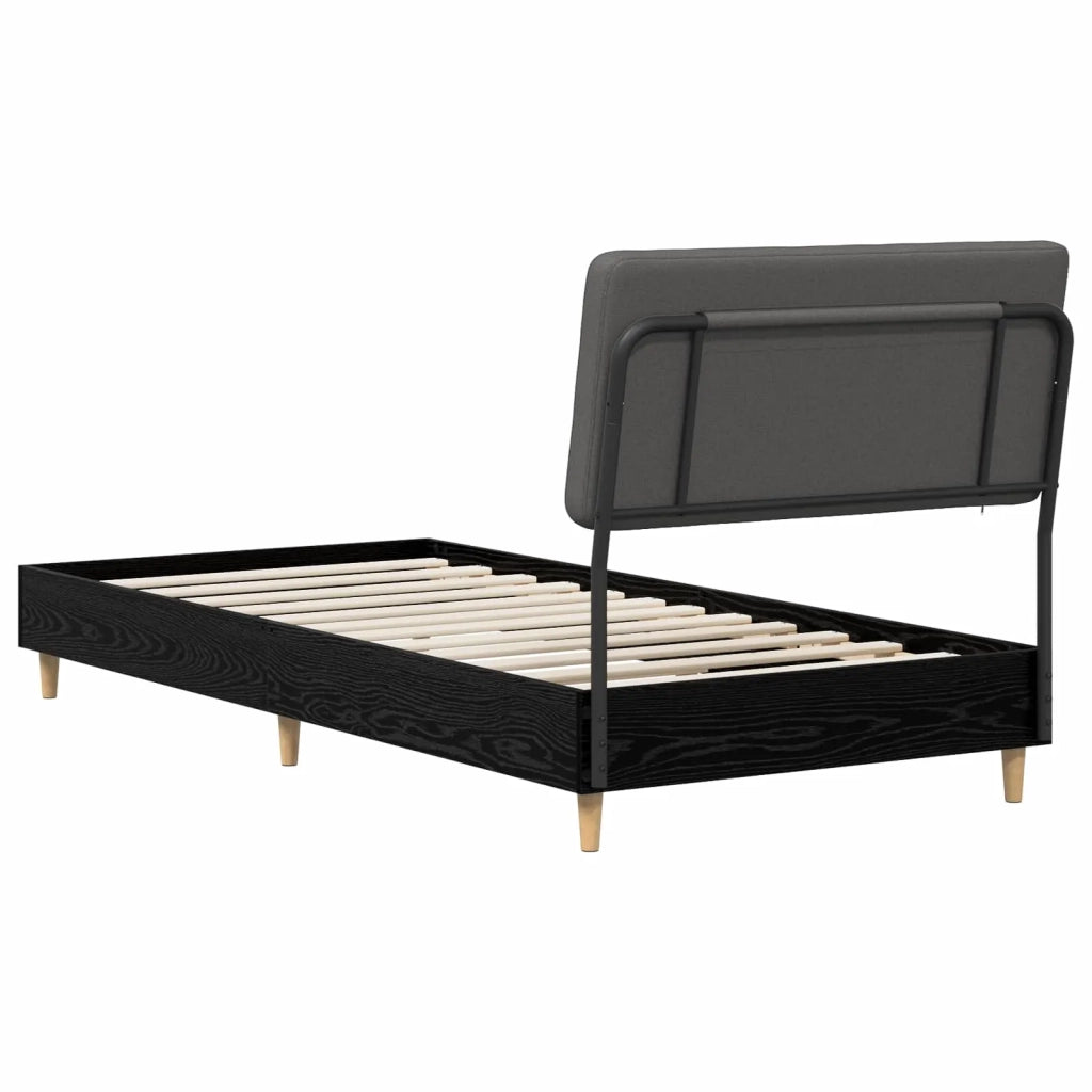 Letto singolo con testiera Rovere Nero e Grigio Scuro 8001822