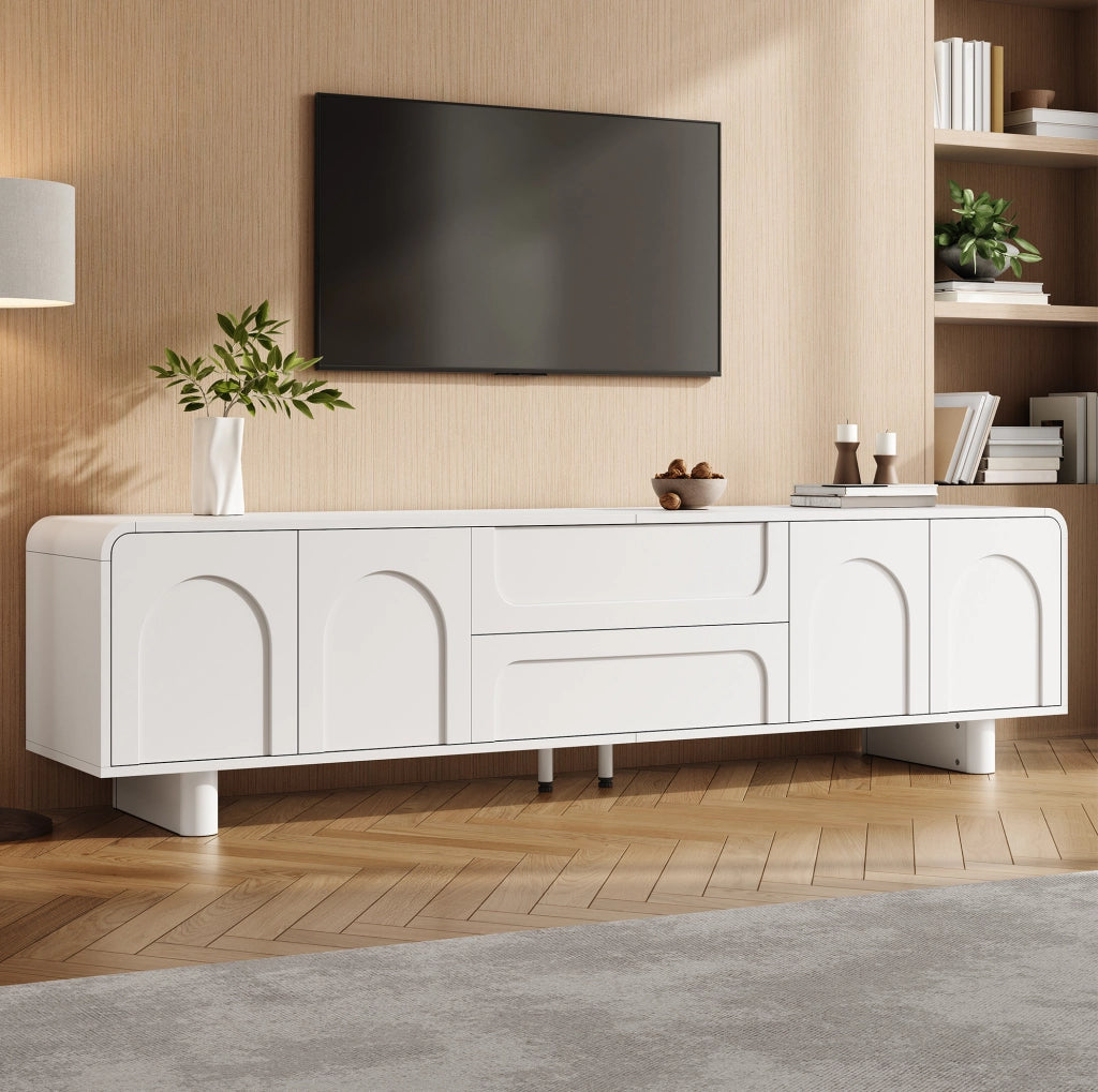 Mobile TV 180 x 40 x 46 cm in MDF e truciolare bianco con contenitore