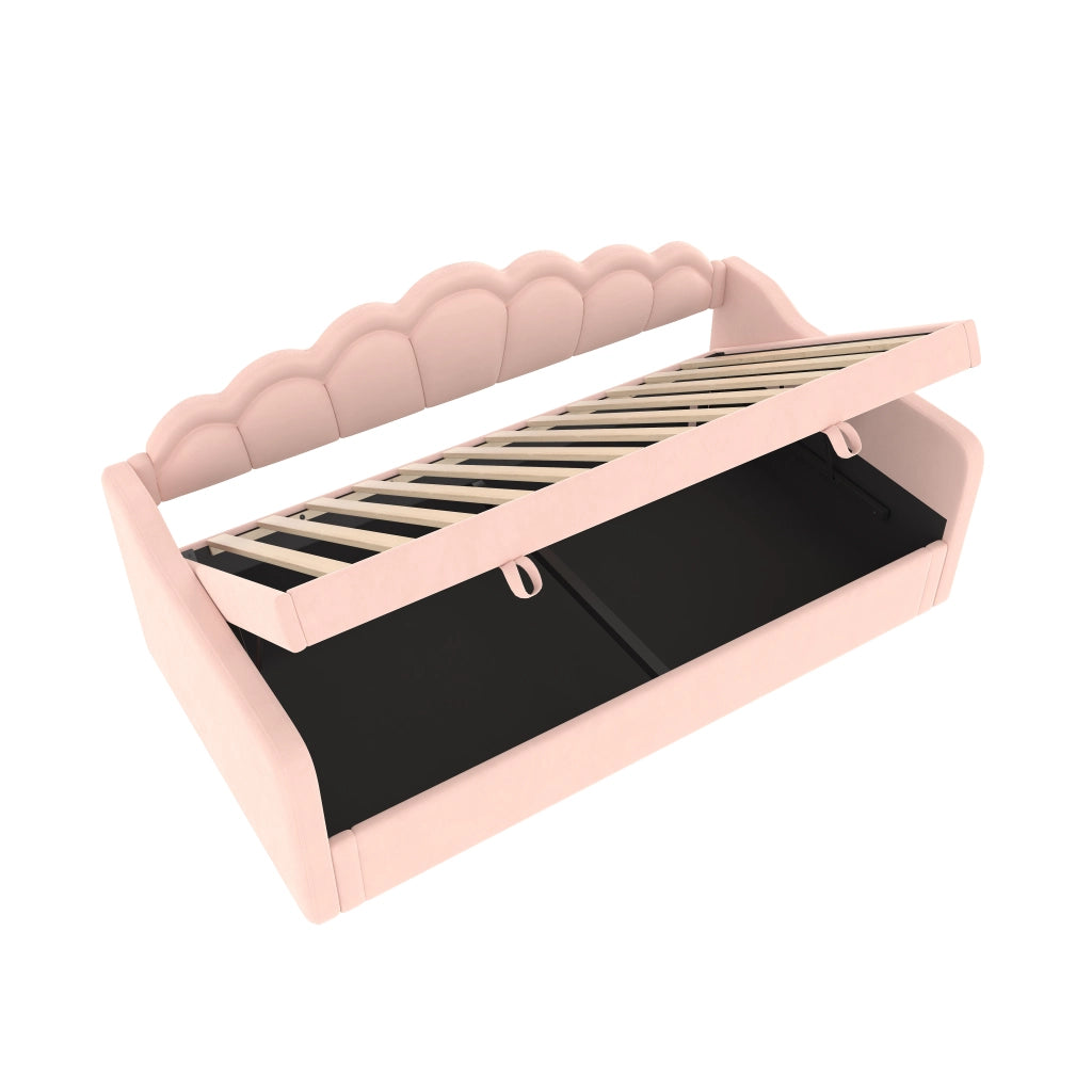 Letto singolo rosa 90x200 cm con contenitore