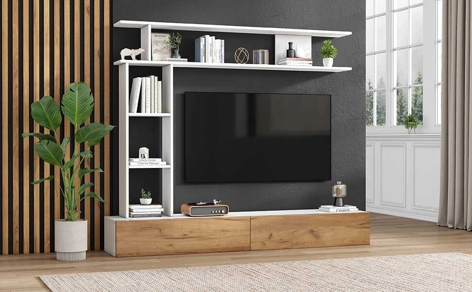 Letto contenitore 180x35 cm con LED; Particle Board; white+oak – SuerZaro