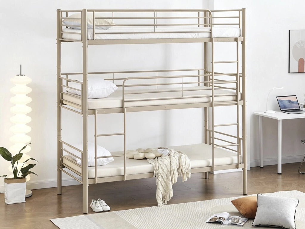 Letto a castello triplo in metallo "HAVIN" - 90 x 190 cm - Grigio