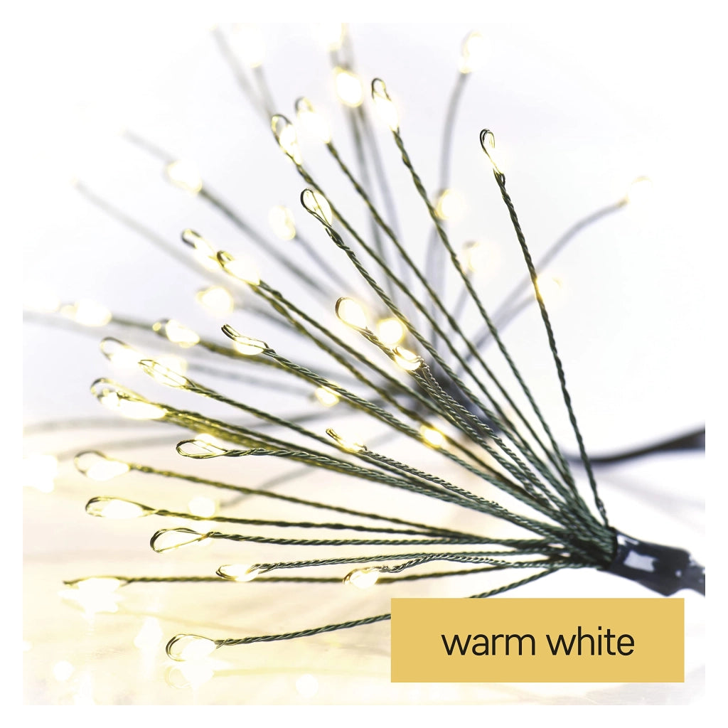 Catena luminosa a LED, luce bianco caldo, 8 metri, 450 micro-LED, timer, cavo verde