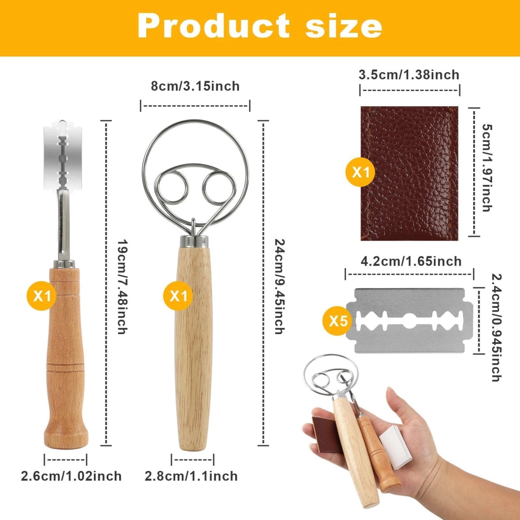 Set di coltelli da panettiere con decorazione della Guardia Danese, 5 lame di ricambio, 24 cm