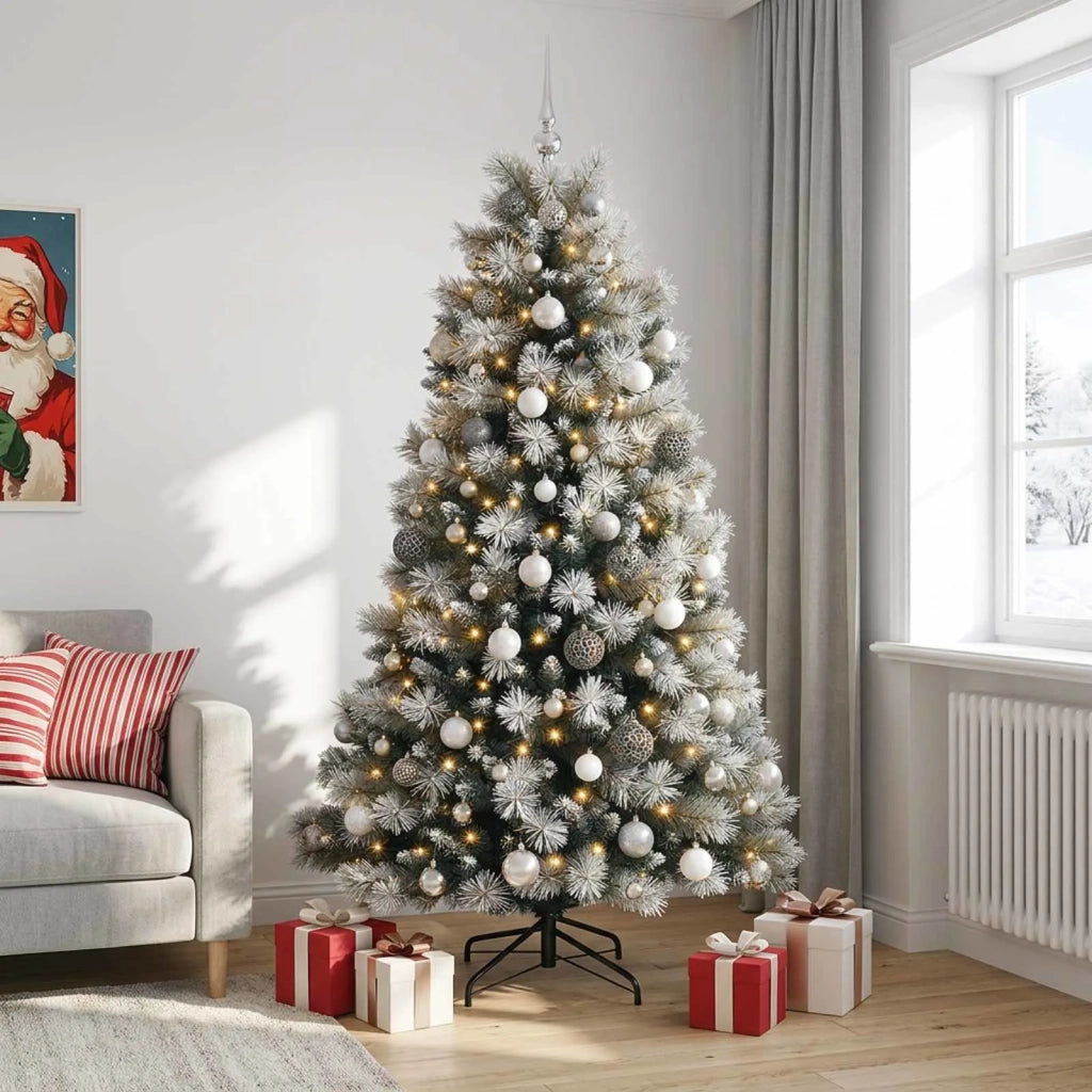 Albero di Natale artificiale con rami snodati e palline 180 cm 3467302