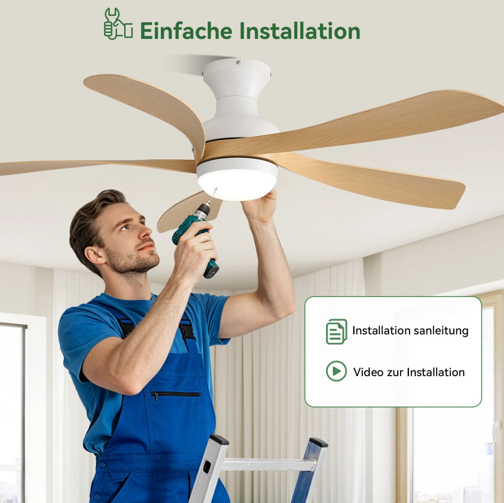 Ventilatore da soffitto a montaggio diretto con LED dimmerabile e telecomando
