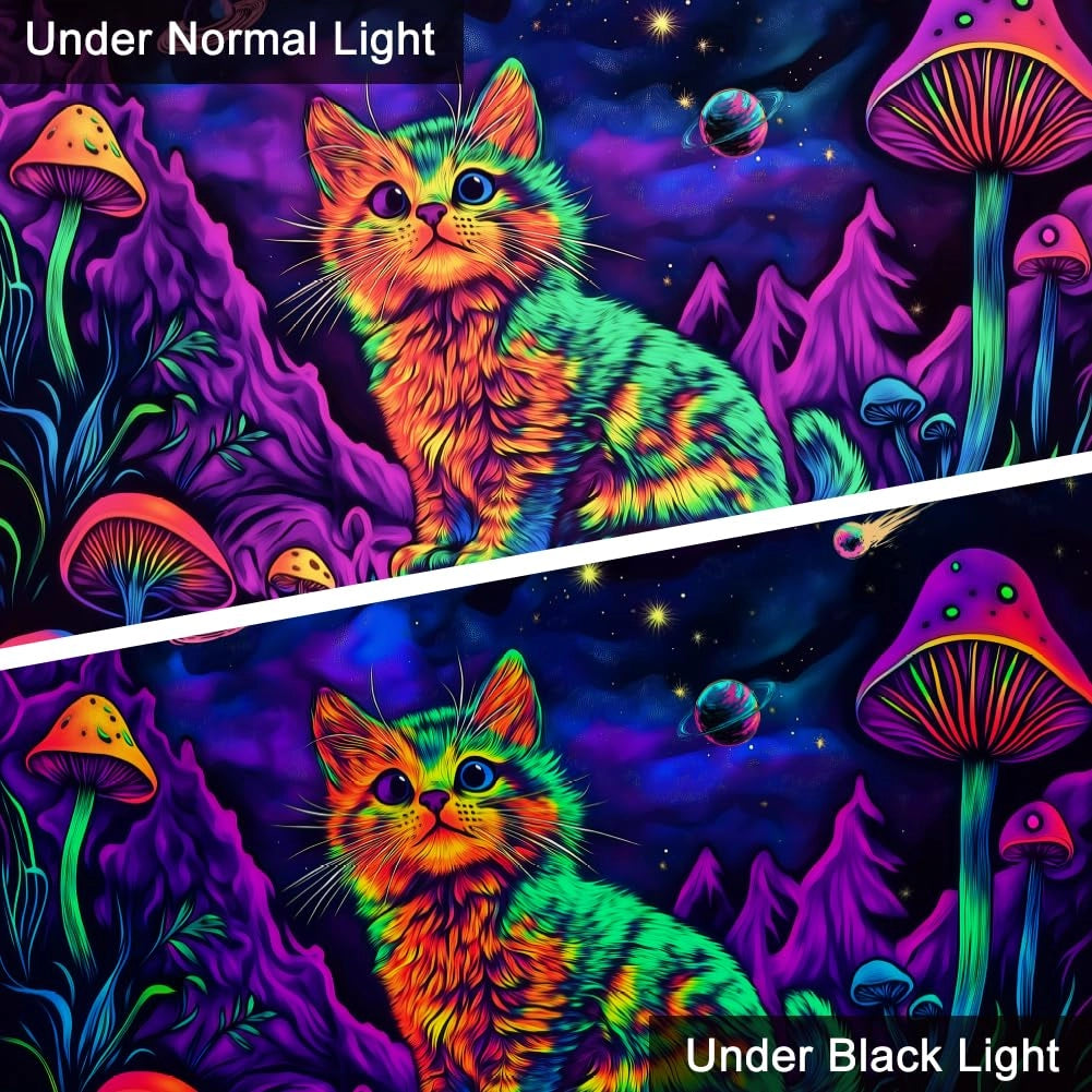 Tappeto da parete con motivo gatto, effetto luminescente, 150x130 cm