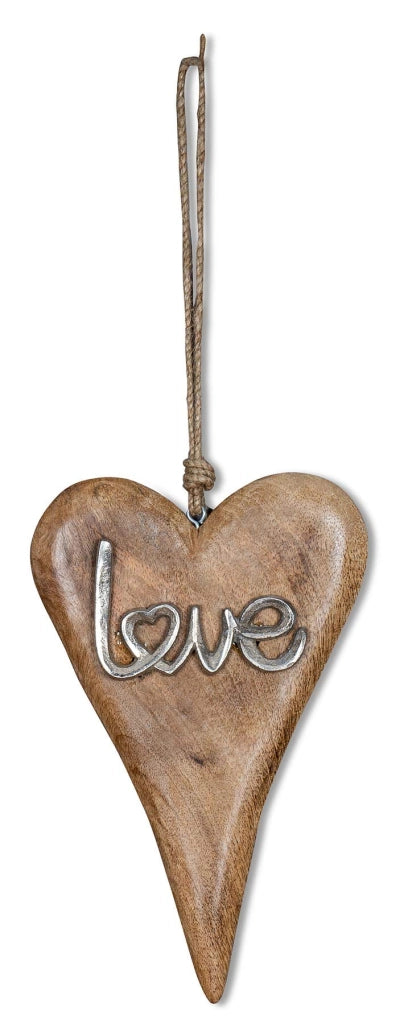 Decorazione da parete in legno di mango, con scritta "Love", 26 cm, da appendere
