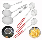 Set di 6 colini in acciaio inossidabile per fonduta, diametro 29 cm, cucchiai da fonduta in schiuma metallica, neri/rossi