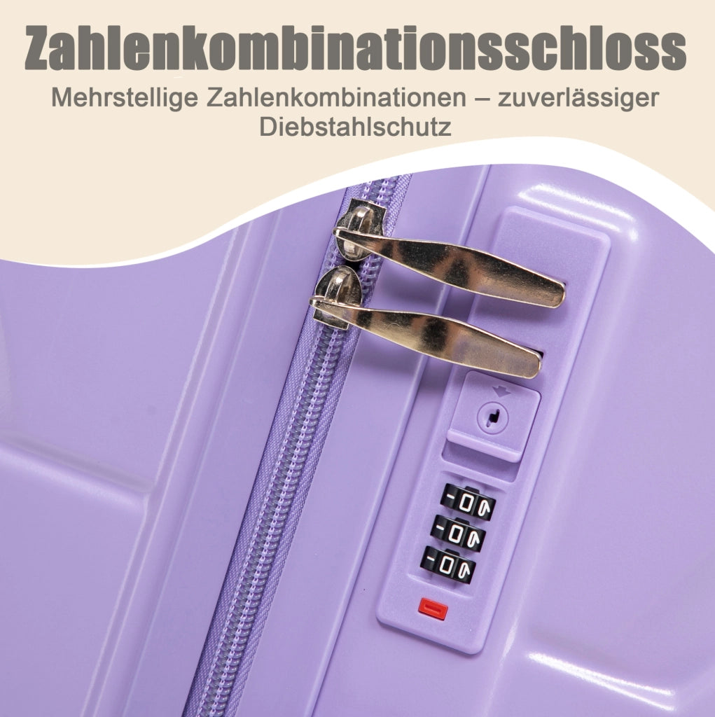 Set valigie rigide ULEVR 4 pezzi 19/24/28 pollici con beauty case 14 pollici, ABS blu e viola