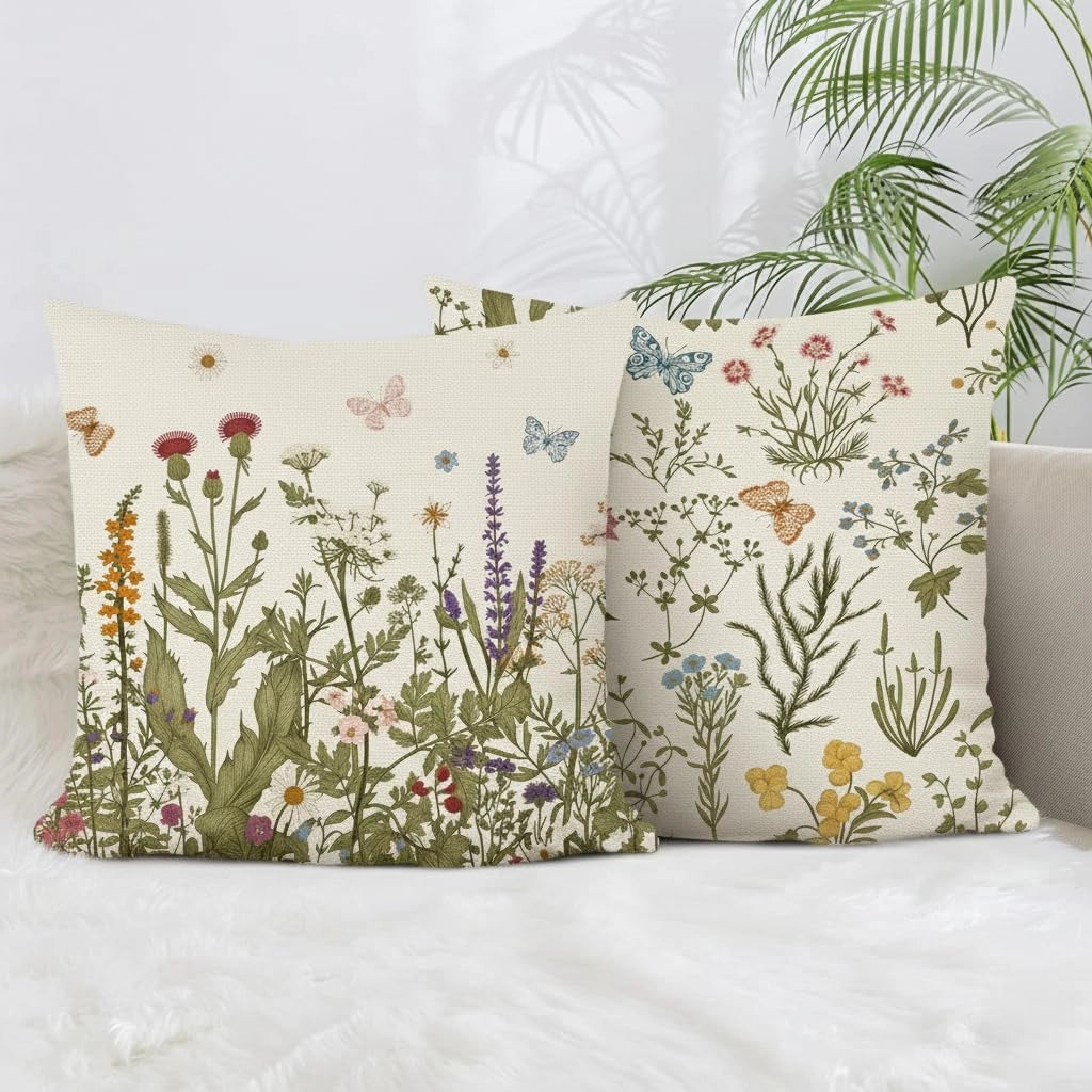 Set di 2 federe decorative a forma di fiori, 45x45 cm, per divano, ideali per la decorazione primaverile