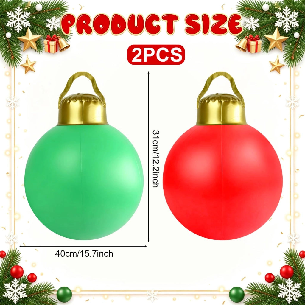 Palline di Natale gonfiabili, 30 cm, rosse e verdi, in PVC, adatte per interni ed esterni