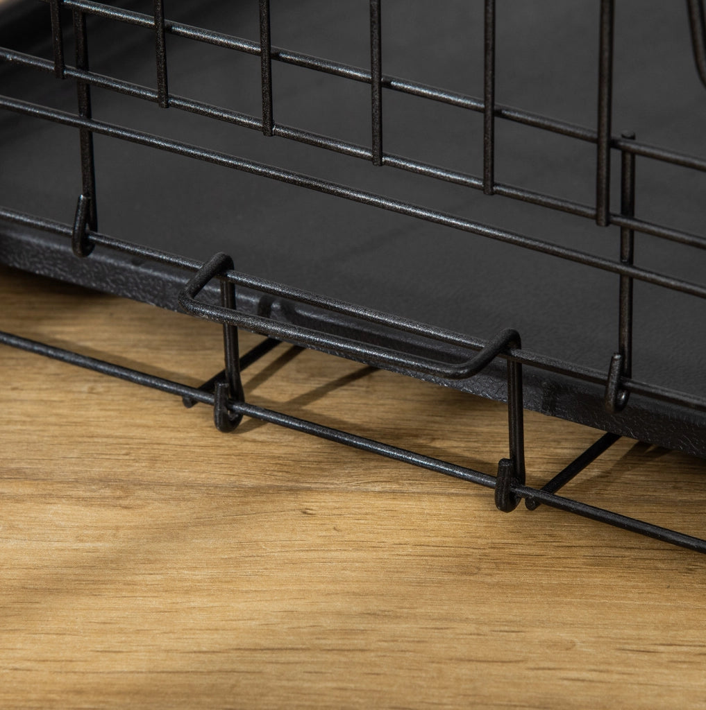 Gabbia trasportino pieghevole in metallo nero 76x46x52 cm per piccoli animali