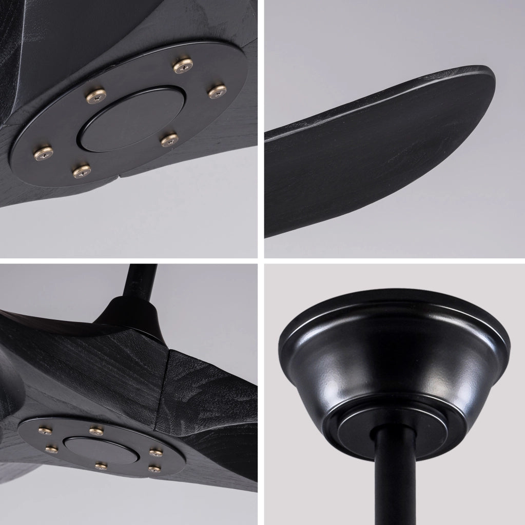 Ventilatore da soffitto nero da 52 pollici con telecomando e 3 pale