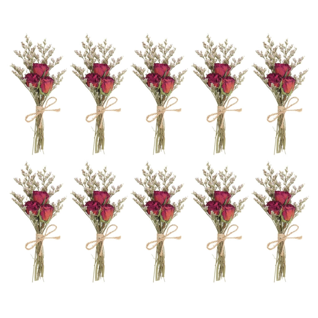 Piccolo bouquet di fiori secchi, 10 pezzi, rose rosse, fiori naturali, decorazioni fai-da-te