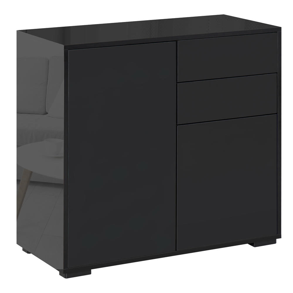 Mobiletto Multiuso Moderno con 2 Cassetti e 2 Ante per Casa e Ufficio in Legno Apertura a Pressione 79x36x74cm
